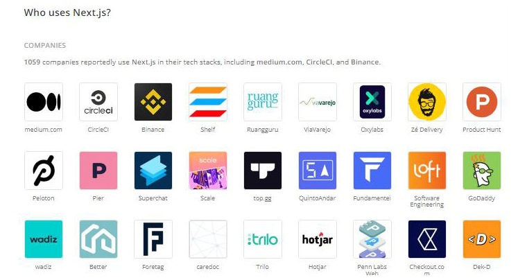 Companies using Next Js