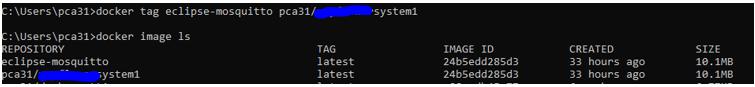 docker tag eclipse-mosquito pca31/testsystem1