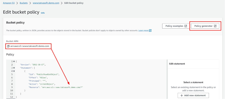 edit bucket policy 