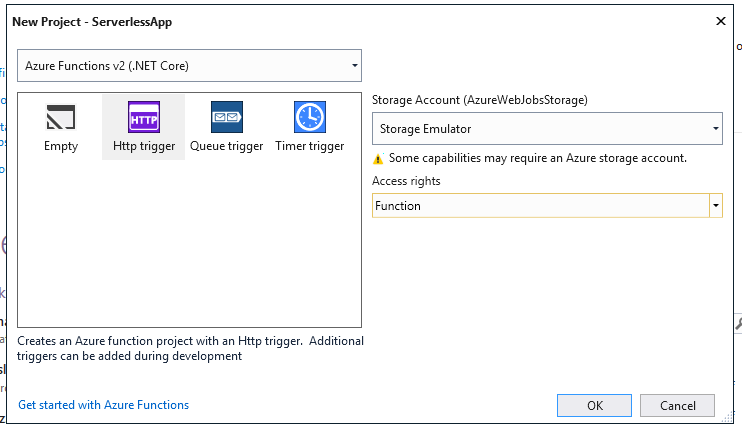 Azure ServerlessApps New Project