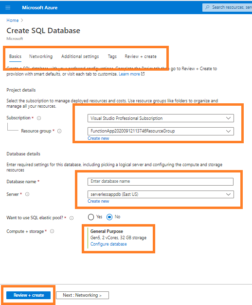 Create SQL DataBase