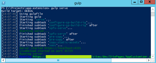 gulp serve command