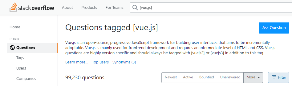 Stack Overflow - Questions tagged [Vue.js]