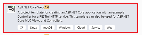 new web API project
