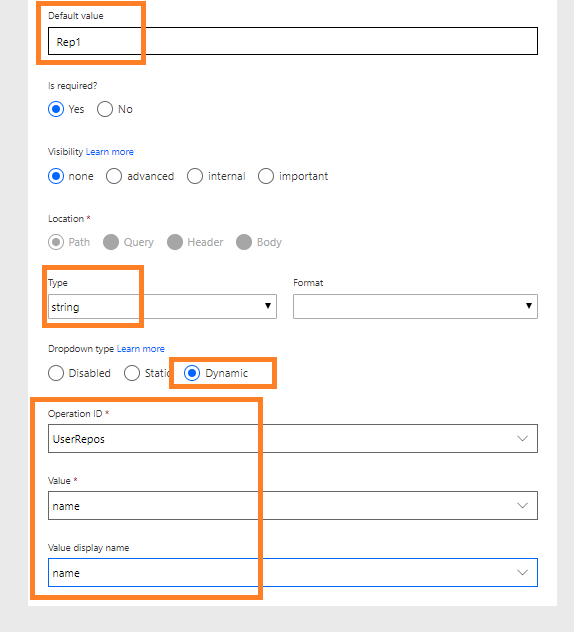 Select parameter