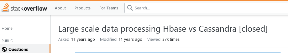 Stackoverflow HBase vs Cassandra